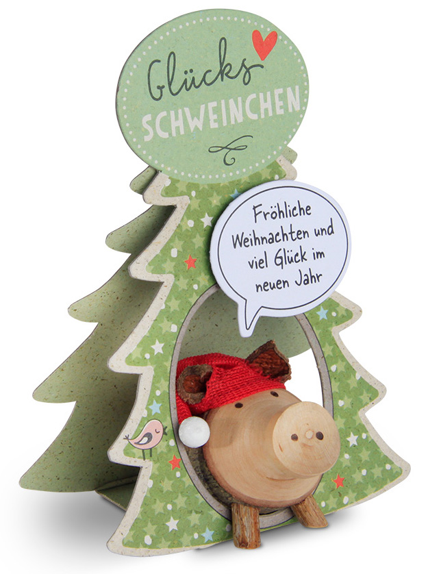 Glücksschweinchen mit Weihnachtsmütze