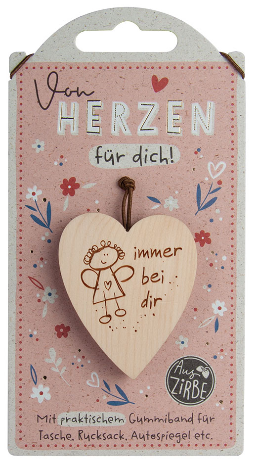 Holzherz mit Schutzengelchen zum Aufhängen